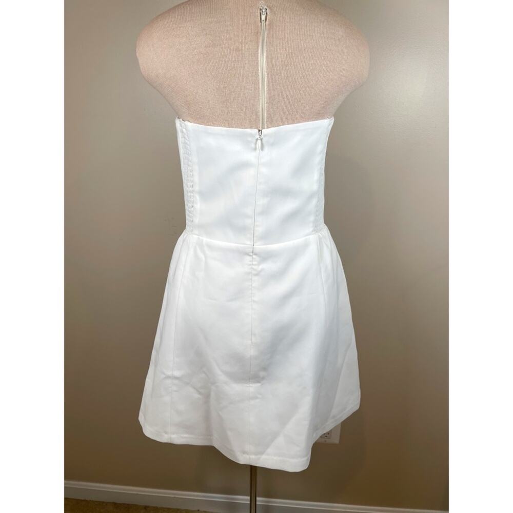 AMANDA UPRICHARD Fae Rose Ivory White Floral Rosette Strapless Mini Dress Size L - Picture 5 of 7